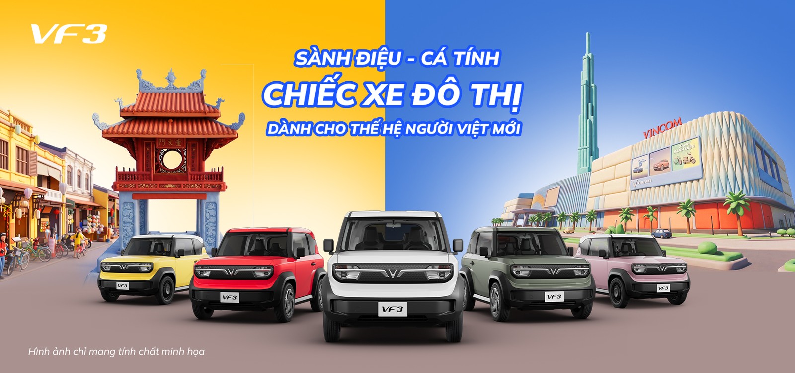 Dải màu sắc đa dạng của VinFast VF3 - mẫu xe điện đô thị
